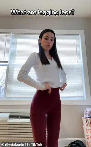 Gen Z women are showing off their thigh gaps in leggings on TikTok, including content creator Mia Griggs, 20, in New Jersey