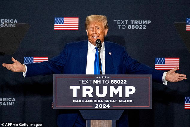 Former US president and 2024 Republican presidential candidate Donald Trump speaks at a campaign rally