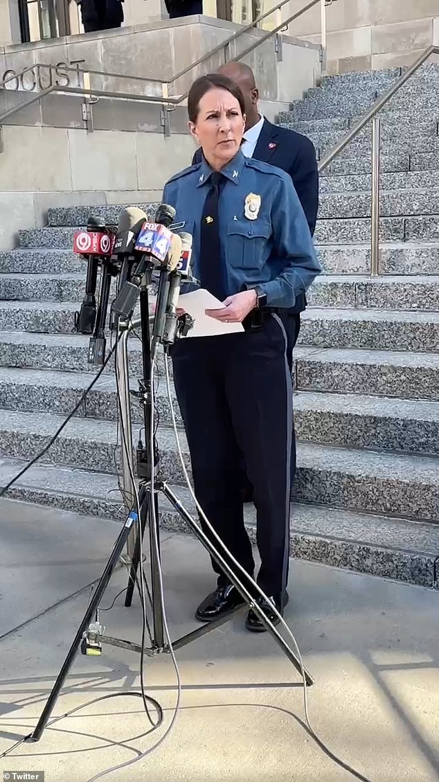 Kansas City Police Chief Stacey Graves (pictured) said at a news conference on Thursday morning that the shooting is believed to have been caused by a personal dispute between a small group, including young people.