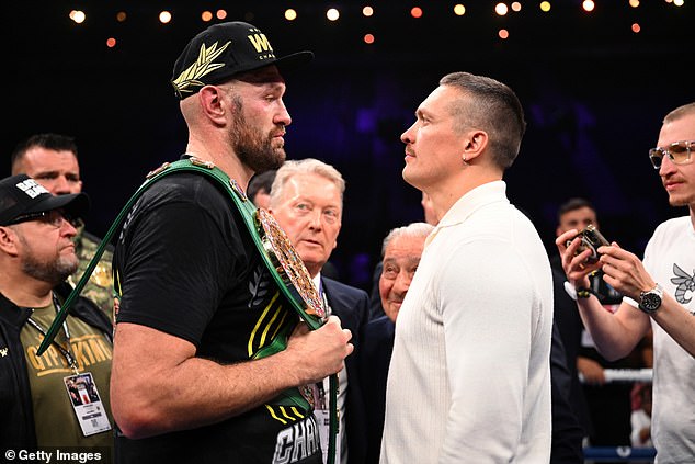 Tyson Fury (left) will no longer fight Oleksandr Usyk on February 17 after being cut from sparring