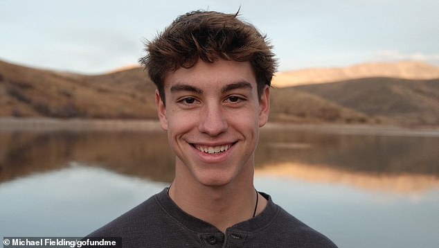 Pictured: Jonathan Fielding, 19, was hiking with a group of friends in Utah on Saturday when he was accidentally killed when he stopped to take a photo near