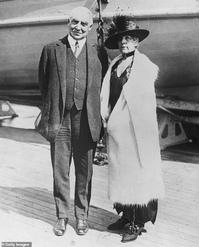 Amorous letters from former president Warren G Harding (seen with his wife Florence) to his mistress have been revealed in a daring new book