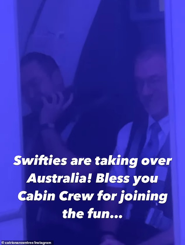 In a video shared to Instagram by Nine presenter Catriona Rowntree, the cabin crew hilariously made an in-flight announcement, laden with Taylor's lyrics, after landing in Melbourne.