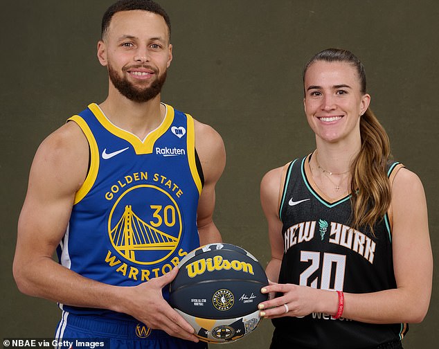 Stephen Curry and Sabrina Ionescu faced off in a historic head-to-head three-point match