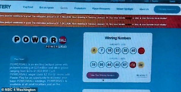 Cheeks said he checked his numbers on the DC Lottery website on Jan. 8 (pictured) when he discovered his numbers matched the $320 million prize.