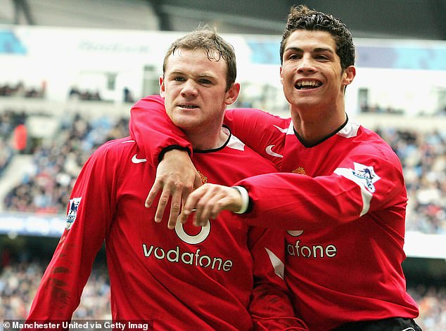Wayne Rooney (left) has revealed he had more 'confidence' to do the defensive job at Manchester United than Cristiano Ronaldo (right)