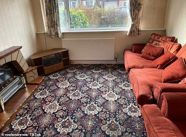 In one video, the couple shows off their 'living room makeover', which initially shows a living space traditionally decorated to a typical 1960s British standard with rust-red sofas.