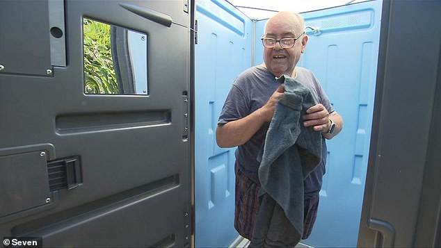 Harold Kinross, 62, has to shower in his front garden after waiting four months for bathroom repairs