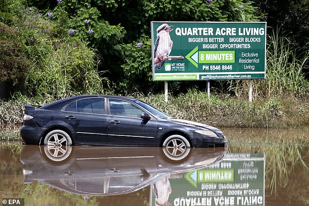 Australians living in flood-prone areas have seen their annual home and contents insurance costs increase by more than 300 percent (photo is Logan, Queensland, in March 2022)