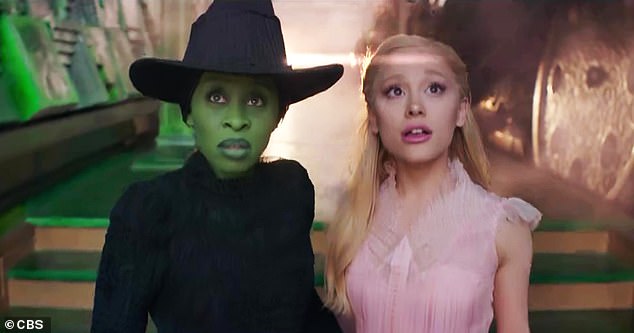 Ariana Grande turned into Glinda The Good Witch when she appeared alongside Cynthia Erivo in the first teaser trailer for Wicked on Sunday