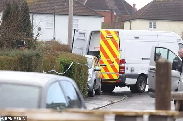 Police have arrested a woman on suspicion of murder after three children were found dead at an address in Blaise Walk, Sea Mills in Bristol.  In the photo: police on site this afternoon