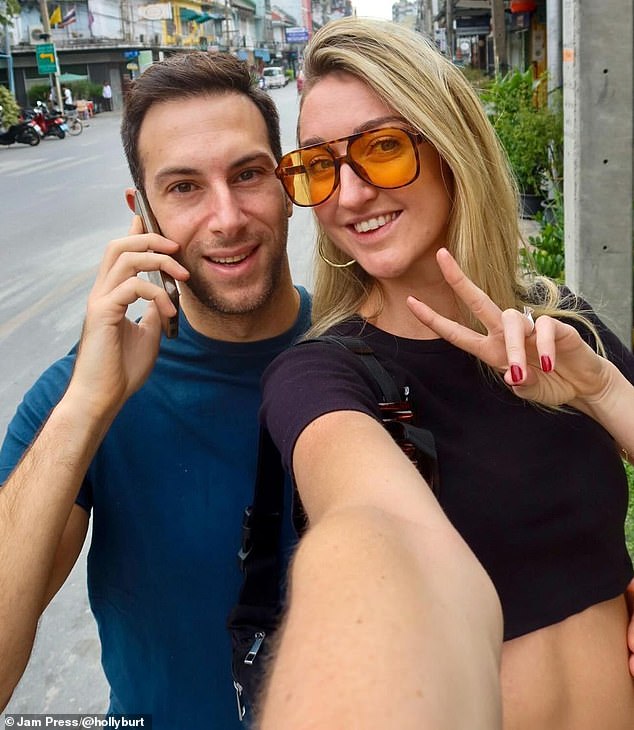 Emre (left) has become a sensation after his wife Holly (right) revealed he waves to her on the bus every day when he's slowing down to let her know he's home from work