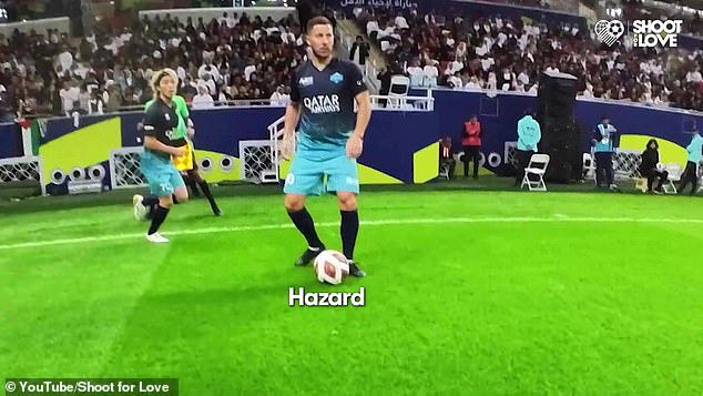 The YouTuber tried to get the ball from former Chelsea star Eden Hazard