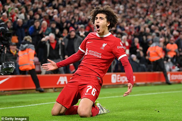 18-year-old Jayden Danns came off the bench to score twice as Liverpool reached the quarter-finals of the FA Cup, where they faced Manchester United