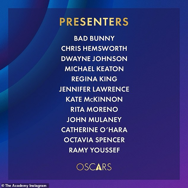 The Academy of Motion Picture Arts and Sciences also took to its main page on Instagram to share the additional celebrity names that will be featured