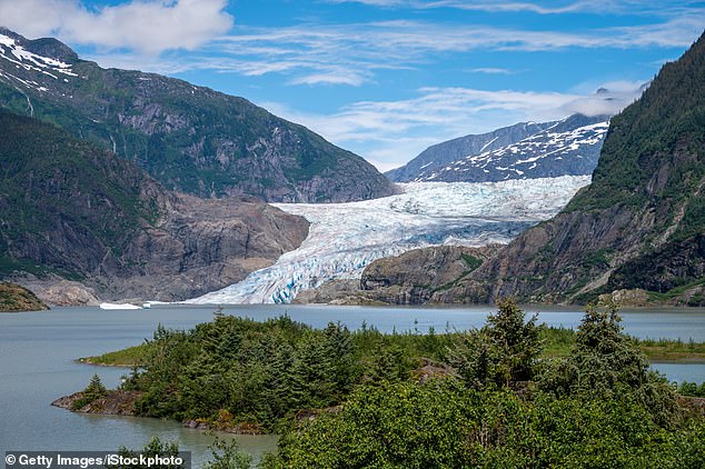 If Alaska is hit by an extreme temperature event, researchers warn there is a risk that glaciers like the Mendenhall Glacier (pictured) will melt at a much faster rate