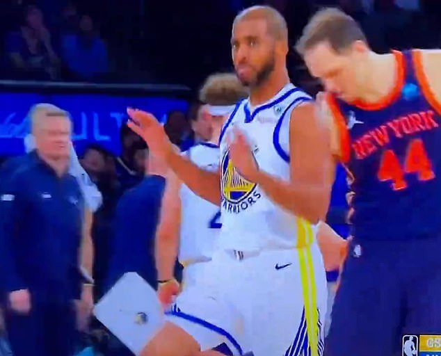 Paul walked away with his hands raised as Knicks teammate Bojan Bogdanovic helped