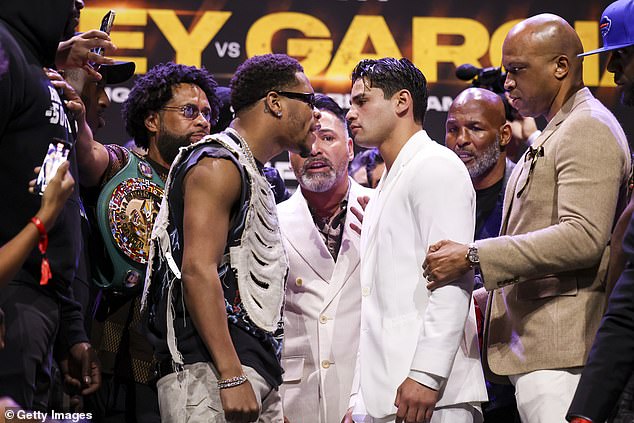Haney (left) will defend his WBC super lightweight title against Garcia (right) on April 20.