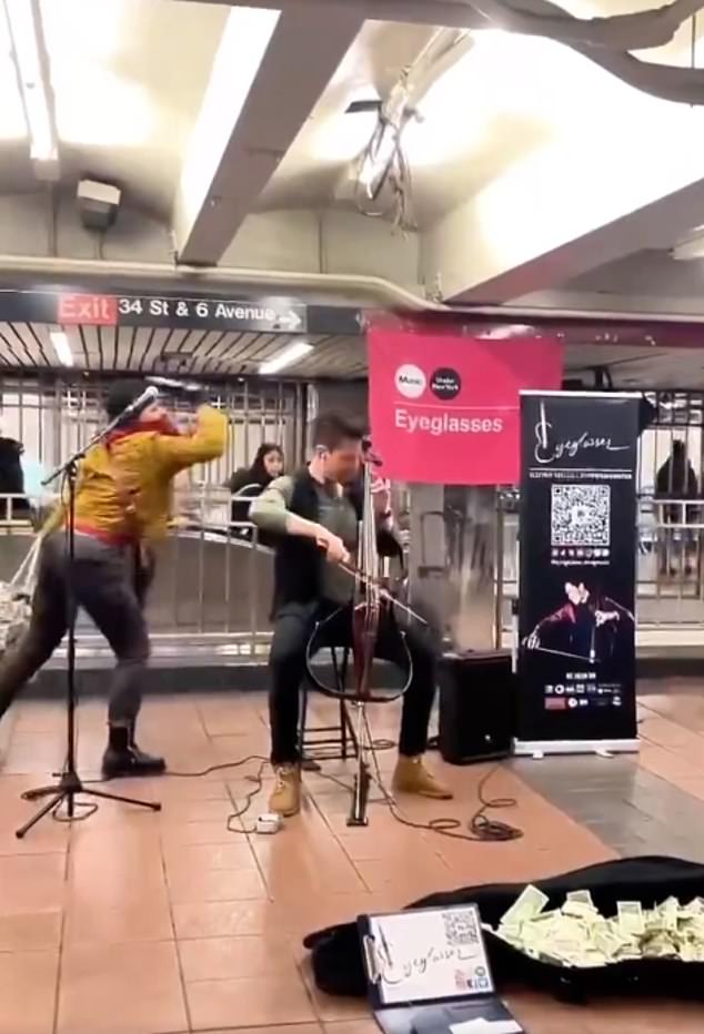 Forrest was playing electric cello in a Manhattan subway station when he was hit in the head with a metal water bottle