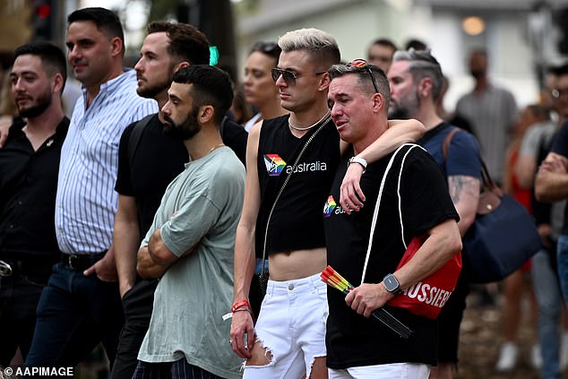 The vigil (pictured) was held on the eve of the annual Sydney Gay and Lesbian Mardi Gras parade