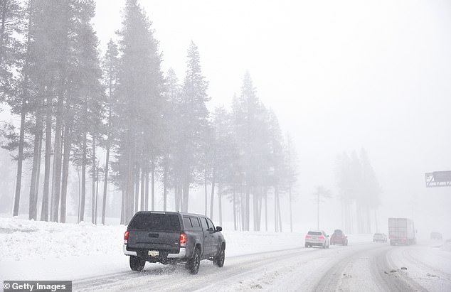 According to the Weather Channel, the Sierra Nevada could soon be covered in 12 feet of snow and strong winds (Kingvale, California photo on Thursday)