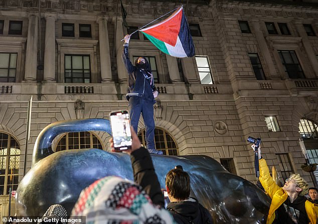 The 'Emergency Action For Gaza' rally targeted Governor Kathy Hochul of New York when she made comments at a Wall Street restaurant
