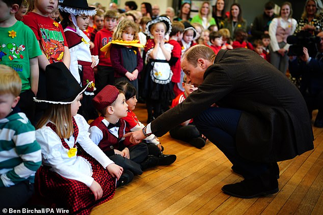 The Prince of Wales visited the school in Wrexham to attend the St David's Day celebrations