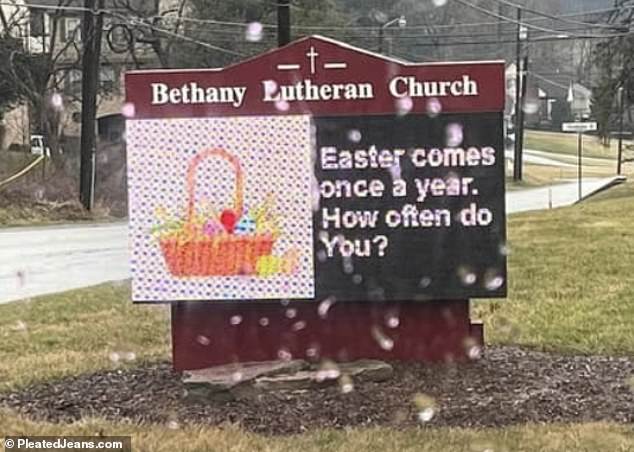 Elsewhere, Bethany Baptist Church, in Illinois, made a cheeky allusion without even knowing it