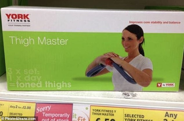 Just why?  Meanwhile, a product, spotted in Britain, used for 'thigh firming' was demonstrated by the model using her arms