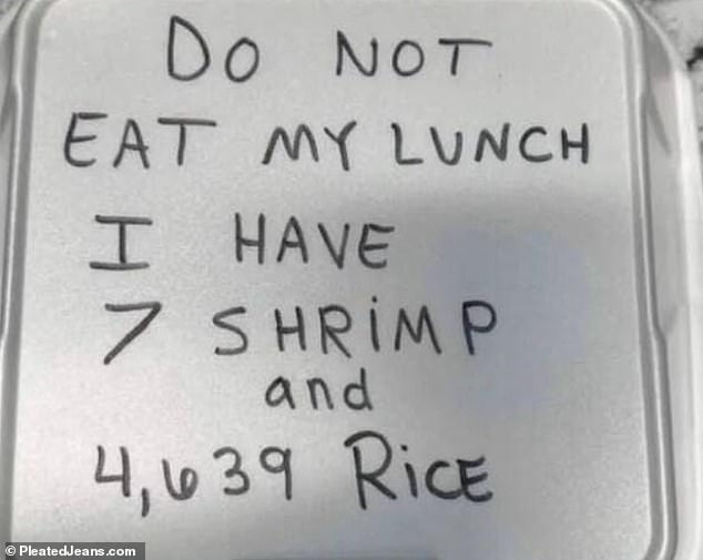 This person left a threatening note for his colleagues, even counting the grains of rice in his meal