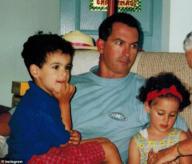 Beau Lamarre-Condon, his father Raymond Condon and sister Jamila when the siblings were young children