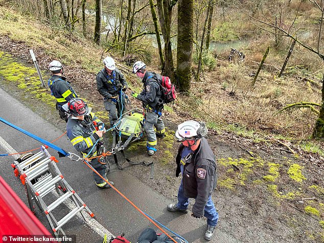 1709332591 312 Moment distracted driver flies off steep CLIFF in Oregon with