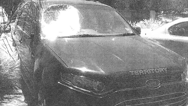 The Andrews drove their Ford Territory SUV to their Mornington Peninsula holiday home (pictured, showing damage to the windscreen)