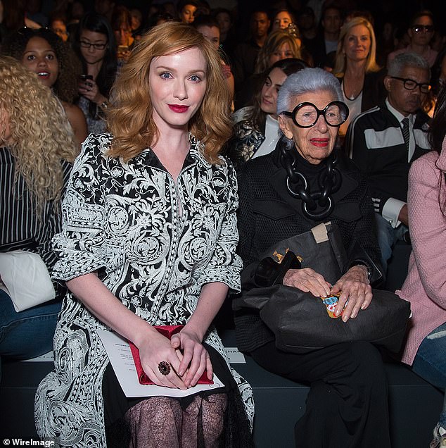 Apfel, for many years a New York style icon, did not gain global attention until 2005 when the Metropolitan Museum of Art showed an exhibition focusing on her fashion sense, entitled Rara Avis (Rare Bird);  seen with Christina Hendricks in 2016