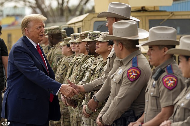 Texas officers dressed to impress Donald Trump at the U.S. border in Eagle Pass on Thursday