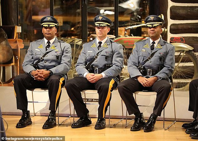 The New Jersey State Police uniforms bear some resemblance to Missouri, showing a French blue shirt complemented by pants in a deep shade of midnight blue.