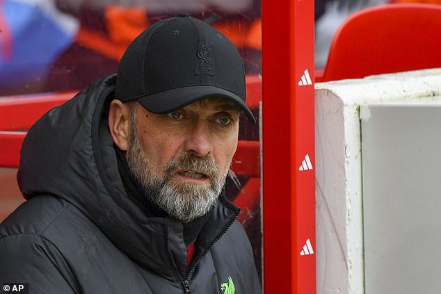 Jurgen Klopp watches as his team struggled to beat a stubborn Forest team