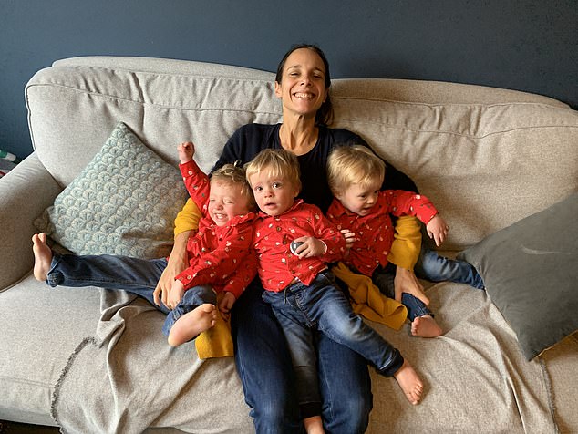 Leila with her three boys.  She believes so strongly that her mother's guilt needs to be alleviated that she is now working to change the narrative so that other mothers can feel just as liberated.