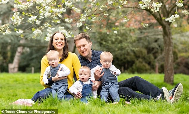 Leila pictured with husband James and the three boys.  Although Leila suffered greatly from her mother's guilt, she says her husband experienced nothing like this