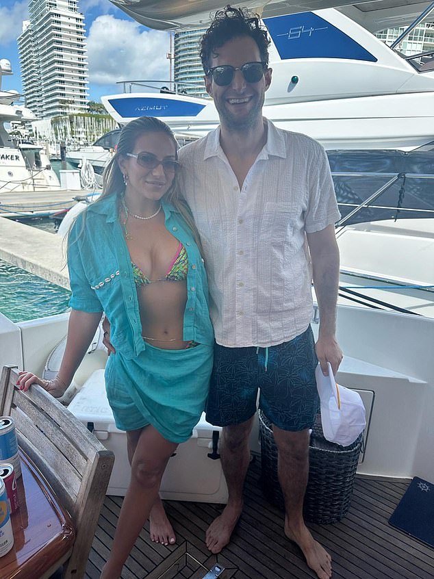 The 40th birthday host Jared with his wife Alex.  He said he wanted to “rent as many boats as necessary to create the largest fleet of ships Biscayne Bay has ever seen!”