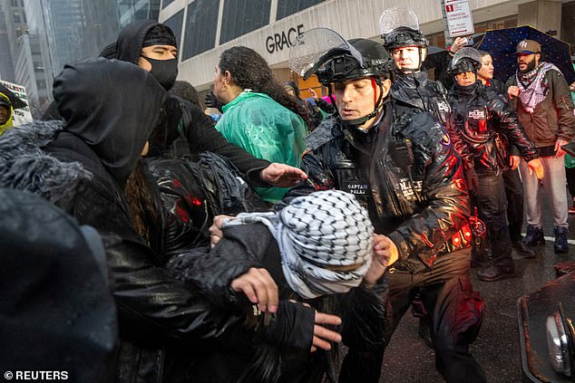 Several protesters were arrested by the NYPD during the march to Sixth Avenue as the mobs reached Bryant Park — although it is not clear what prompted the arrests