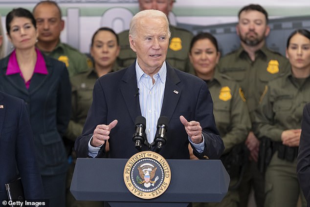 President Joe Biden delivers remarks on immigration and border security in Brownsville, Texas, on February 29.  The president visited the border near Brownsville on the same day as former President Donald Trump's dueling trip to neighboring Eagle Pass, Texas