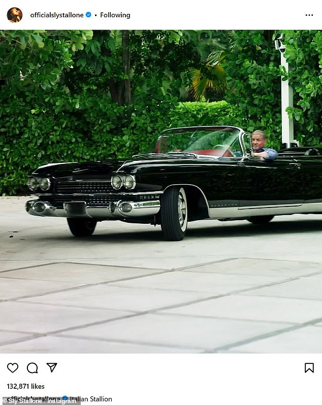 The Italian stallion showed his street qualities in a convertible Cadillac from 1959