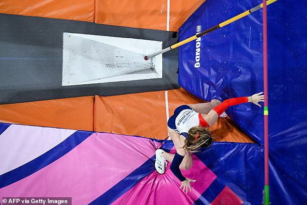 Chevrier, 24, was making a second attempt at a height of 4.65 meters when she fell