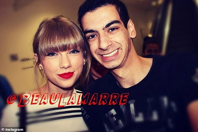 Lamarre-Condon was obsessed with celebrities and the fame that came with being photographed or videoed with them.  He is pictured with Taylor Swift