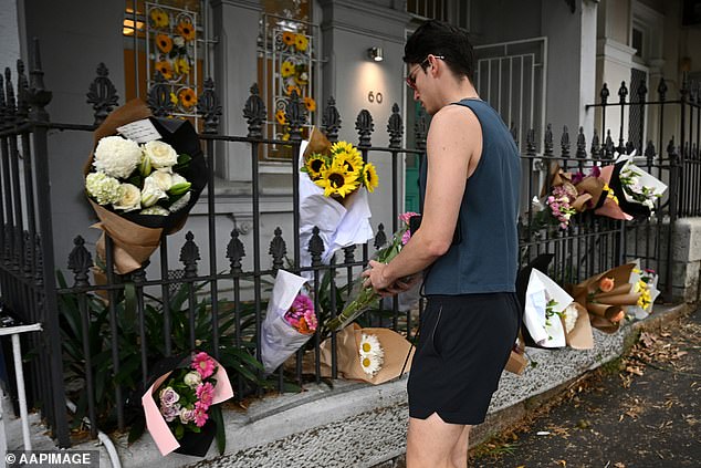 Flowers pictured at Mr Baird's home on Brown Street in Paddington, a Sydney suburb