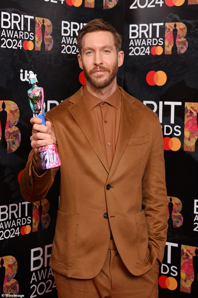 The only men to receive awards were Calvin Harris (pictured) for dance act;  Sheffield quartet Bring Me The Horizon in the alternative/rock category;  Casisdead for best hip-hop, grime or rap act;  and duo Jungle for group of the year.