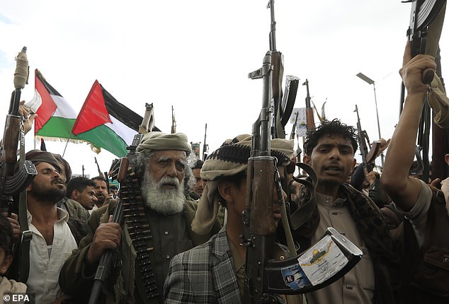 Houthi supporters protest against the US and Israel and in support of the Palestinians, in Sana'a, Yemen, March 1