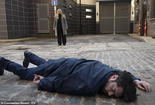 The lawyer, played by Sam Robertson, finds himself on the wrong side of the villain (Will Mellor) after backing out of a deal to break him out of prison in exchange for getting rid of love rival Damon Hay (Ciarán Griffiths).