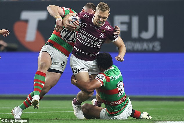 Bell has made his personal number available to players and says he has not received a single call (Photo: Manly's Tom Trbojevic plays against Souths in Vegas)